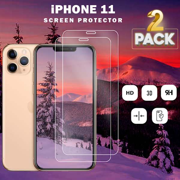 2-Pack IPHONE 11 Skærmbeskyttelse - Hærdet Glas 9H - Super kvalitet 3D