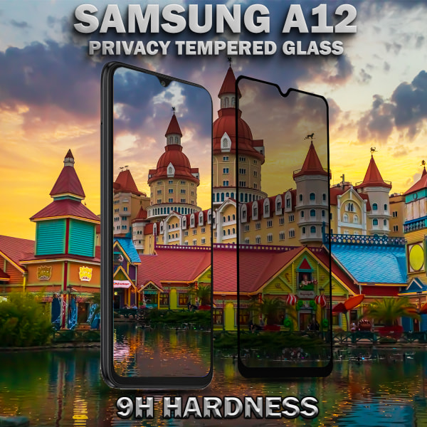 1-Pack Privacy Skärmskydd For Samsung A12 - Härdat Glas 9H - Super Kvalitet 3D