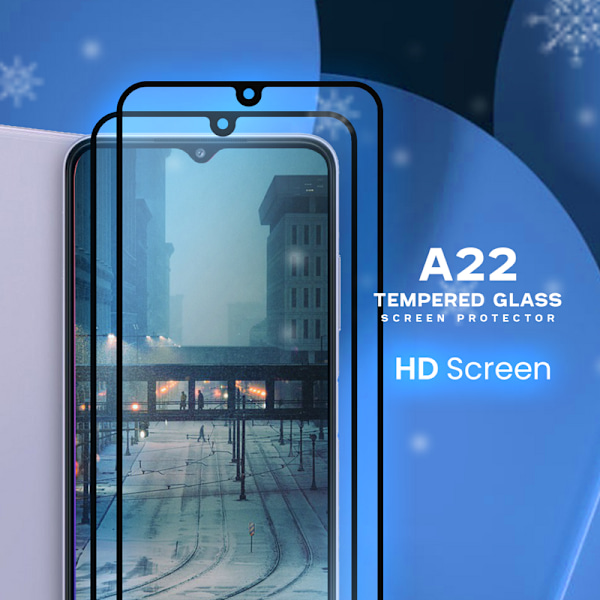 2 Pack Samsung Galaxy A22 - Härdat glas 9H - Super kvalitet 3D