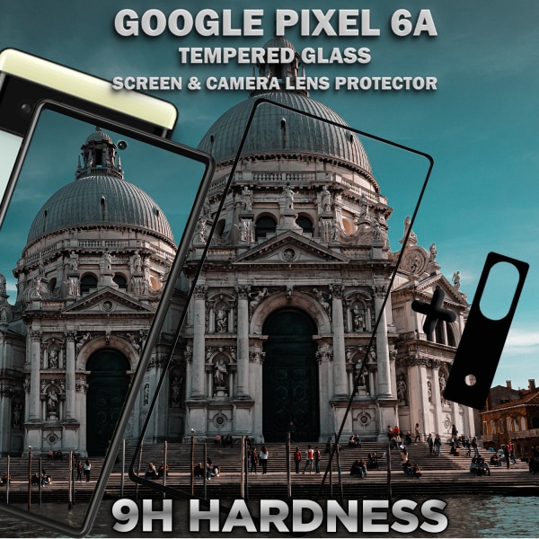 1-Pack Google Pixel 6A Skärmskydd & 1-Pack linsskydd - Härdat Glas 9H - Super kvalitet 3D