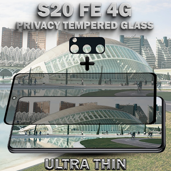1-Pack Privacy SAMSUNG S20 FE 4G Skärmskydd & 1-Pack linsskydd - Härdat Glas 9H - Super kvalitet 3D