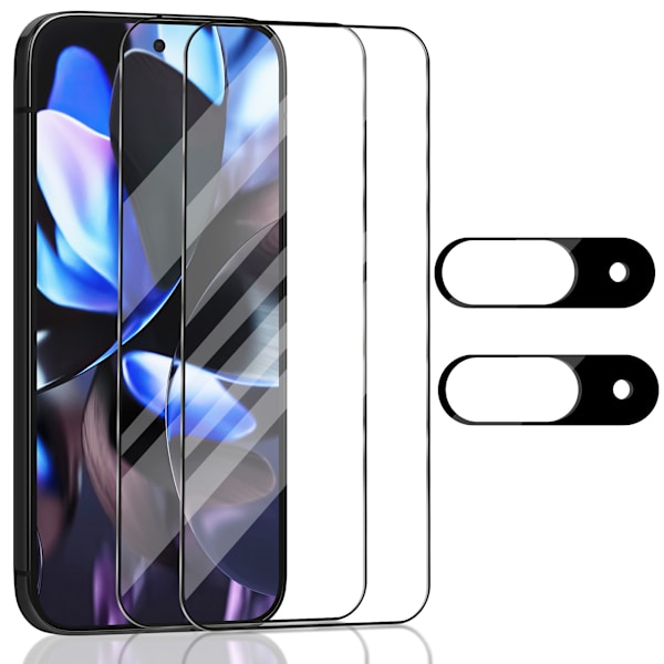2-Pack Google Pixerl 9 Skärmskydd & 2-Pack linsskydd - Härdat Glas 9H - Super kvalitet 3D