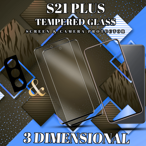 2-Pack Samsung S21 Plus Skärmskydd & 1-Pack linsskydd - Härdat Glas 9H - Super kvalitet 3D