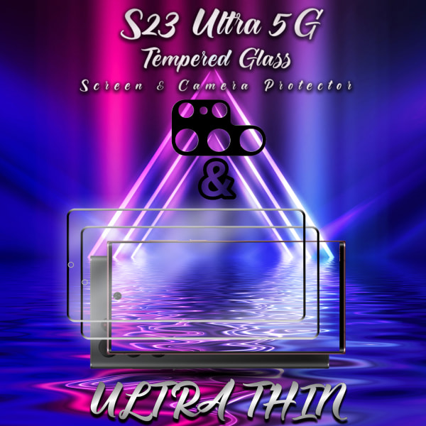 2-Pack Samsung S23 Ultra (5G) Skärmskydd & 1-Pack linsskydd - Härdat Glas 9H - Super kvalitet 3D