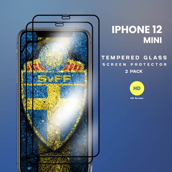 2-Pack IPHONE 12 MINI Skærmbeskyttelse - Hærdet Glas 9H - Super kvalitet 3D