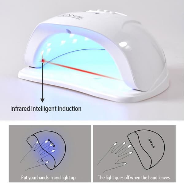 UV LED neglelampe til gel, 150W – 4 timerindstillinger og automatisk sensor til hærdning af gellak
