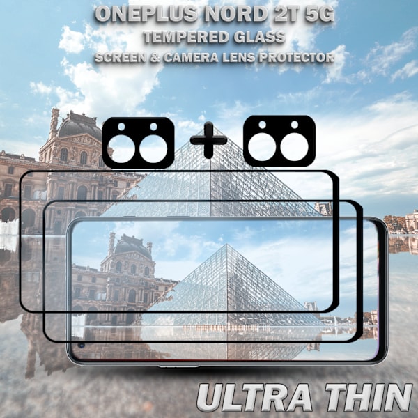 2-Pack ONEPLUS NORD 2T 5G Skärmskydd & 2-Pack linsskydd - Härdat Glas 9H - Super kvalitet 3D