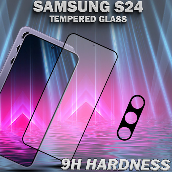 1-Pack SAMSUNG S24 Skærmbeskyttelse & 1-Pack linsebeskyttelse - Hærdet Glas 9H - Super kvalitet 3D