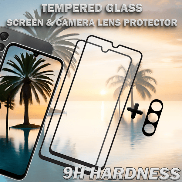 2-Pack SAMSUNG A24 Skärmskydd & 1-Pack linsskydd - Härdat Glas 9H - Super kvalitet 3D