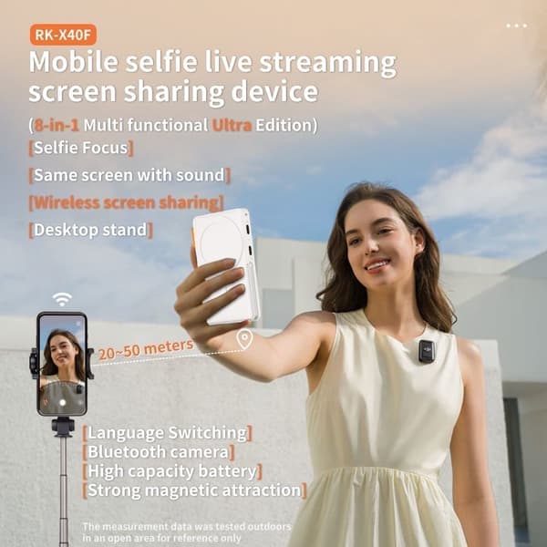 Magnetisk självmonitor för livestreaming, kompatibel med iPhone och Android