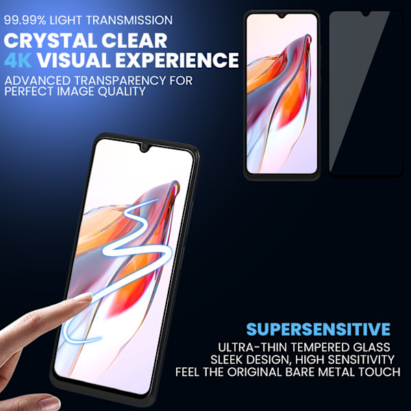 1-Pack XIAOMI REDMI 12C Skærmbeskyttelse & 1-Pack linsebeskyttelse - Hærdet Glas 9H - Super kvalitet 3D