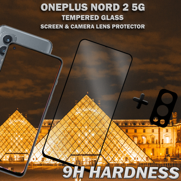 1-Pack ONEPLUS NORD 2 Skærmbeskyttelse & 1-Pack linsebeskyttelse - Hærdet Glas 9H - Super kvalitet 3D