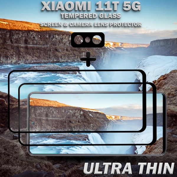 2-Pack XIAOMI 11T Skærmbeskyttelse & 1-Pack linsebeskyttelse - Hærdet Glas 9H - Super kvalitet 3D