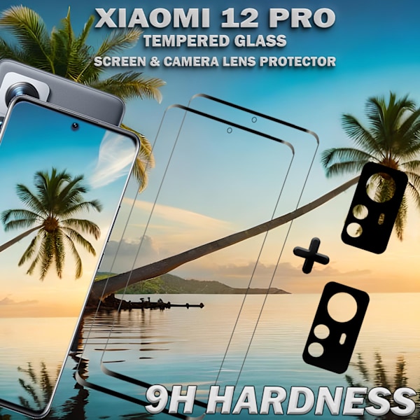 2-Pack Xiaomi 12 Pro Skärmskydd & 2-Pack linsskydd - Härdat Glas 9H - Super kvalitet 3D