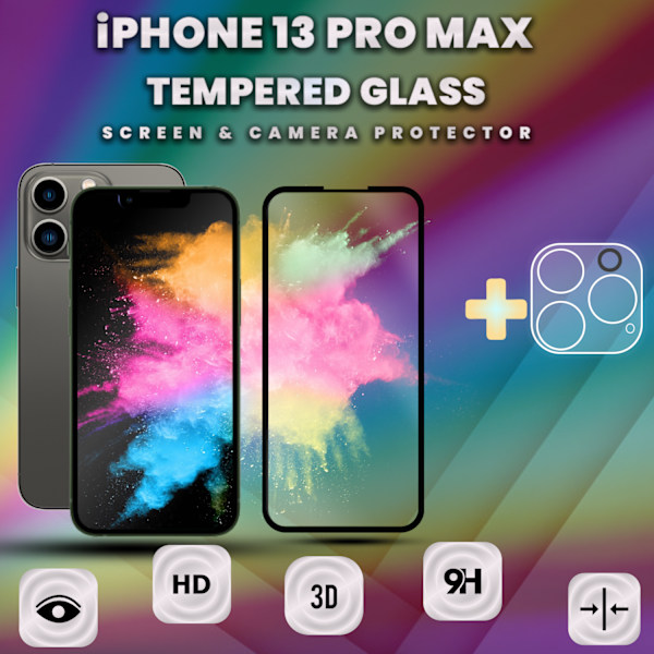 1-Pack iPhone 13 Pro Max - Skärmskydd & 1-Pack linsskydd-9H Glas