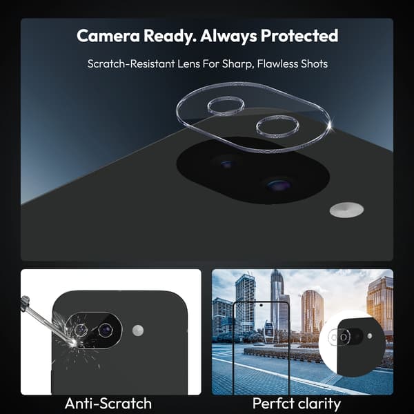 2-Pack Google Pixel 10a Skärmskydd & 2-Pack linsskydd - Härdat Glas | [Automatisk Installation] - Bubbelfritt