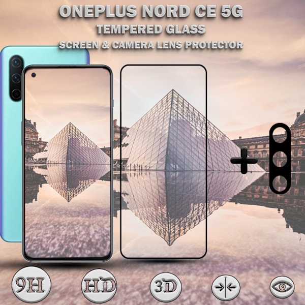 OnePlus Nord CE 5G & 1-Pack linsskydd - Härdat Glas 9H - Super kvalitet 3D