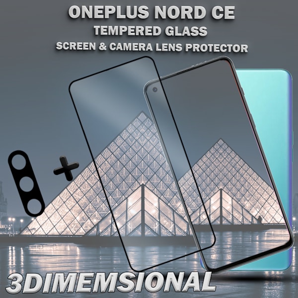 1-Pack ONEPLUS NORD CE Skærmbeskyttelse & 1-Pack linsebeskyttelse - Hærdet Glas 9H - Super kvalitet 3D