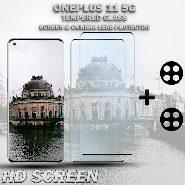 2-Pack ONEPLUS 11 Näytönsuoja & 2-Pack linssinsuoja - Karkaistu Lasi 9H - Super laatu 3D