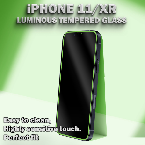 1-Pack Självlysande Skärmskydd For iPhone 11/XR - Härdat Glas 9H - Super Kvalitet 3D
