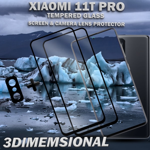 2-Pack Xiaomi 11T Pro Skärmskydd & 1-Pack linsskydd - Härdat Glas 9H - Super kvalitet 3D