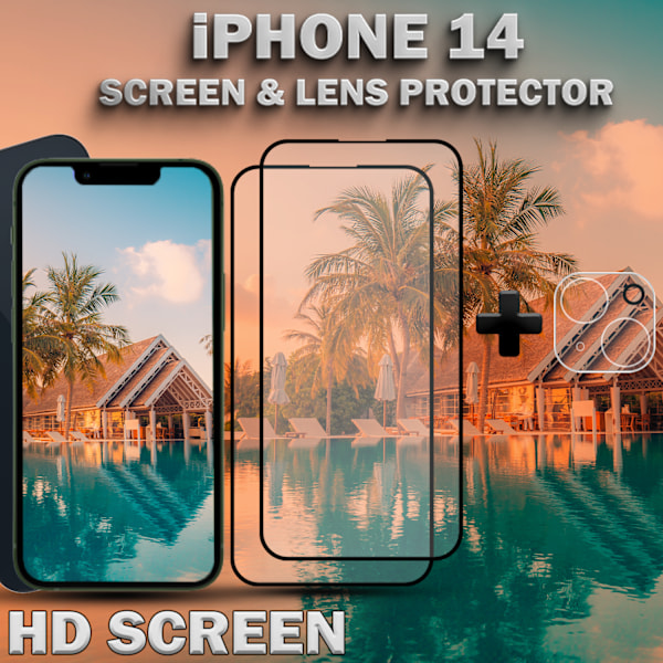 2-Pack iPhone 14 Skärmskydd & 1-Pack linsskydd - Härdat Glas 9H - Super kvalitet 3D