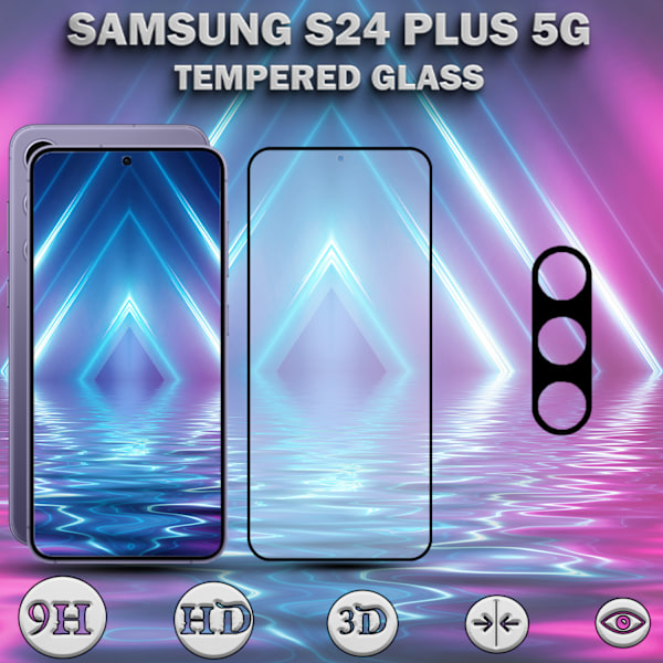 1-Pack SAMSUNG S24 PLUS 5G Skärmskydd & 1-Pack linsskydd - Härdat Glas 9H - Super kvalitet 3D