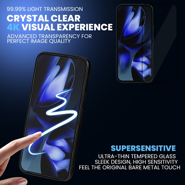 2-Pack Google Pixel 9a Skärmskydd & 2-Pack linsskydd - Härdat Glas 9H - Super kvalitet 3D