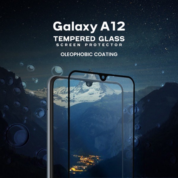 Samsung Galaxy A12 - Härdat glas 9H -Top kvalitet 3D Skärmskydd