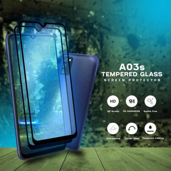 2 Pack Samsung Galaxy A03s - Härdat Glas 9H - Super Kvalitet 3D