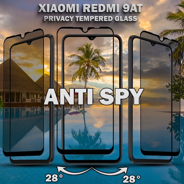 1-Pack Privacy Skärmskydd For Xiaomi Redmi 9AT - Härdat Glas 9H - Super Kvalitet 3D