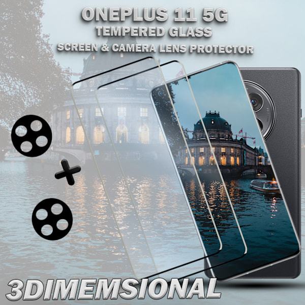 2-Pack ONEPLUS 11 Näytönsuoja & 2-Pack linssinsuoja - Karkaistu Lasi 9H - Super laatu 3D