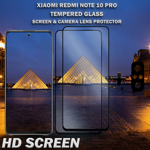2-Pack XIAOMI REDMI NOTE 10 PRO Skærmbeskyttelse & 1-Pack linsebeskyttelse - Hærdet Glas 9H - Super kvalitet 3D