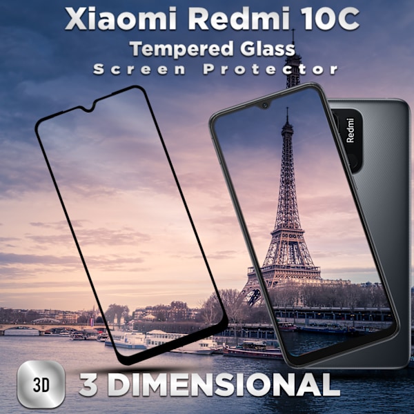 1-Pack XIAOMI REDMI 10C Skærmbeskyttelse - Hærdet Glas 9H - Super kvalitet 3D