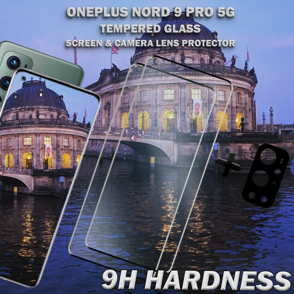 2-Pack OnePlus 9 Pro 5G & 1-Pack linsskydd - Härdat Glas 9H - Super kvalitet 3D