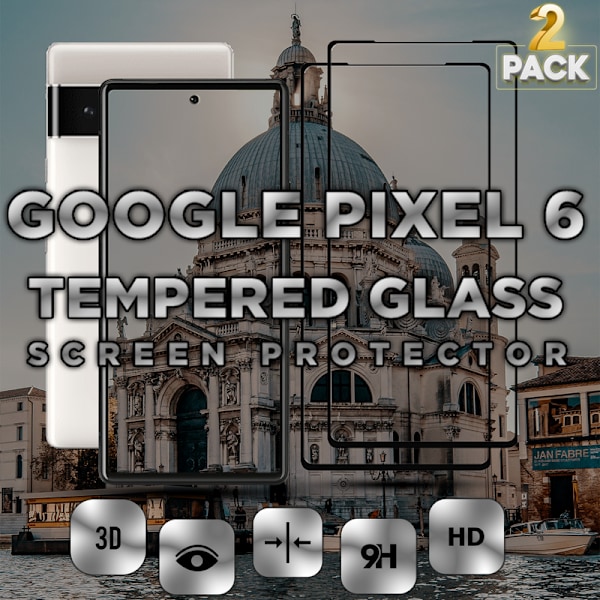 2 Pack Google Pixel 6 - Härdat glas 9H - Super kvalitet 3D