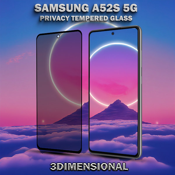 1-Pack Privacy Skärmskydd For Samsung A52S (5G) - Härdat Glas 9H - Super Kvalitet 3D