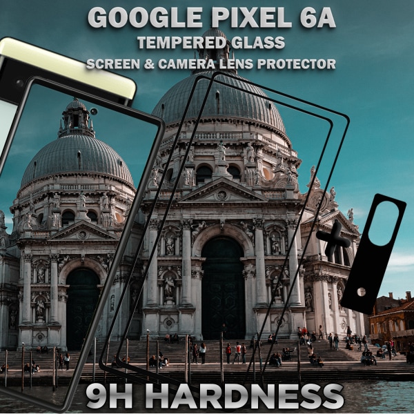 2-Pack Google Pixel 6A Skärmskydd & 1-Pack linsskydd - Härdat Glas 9H - Super kvalitet 3D