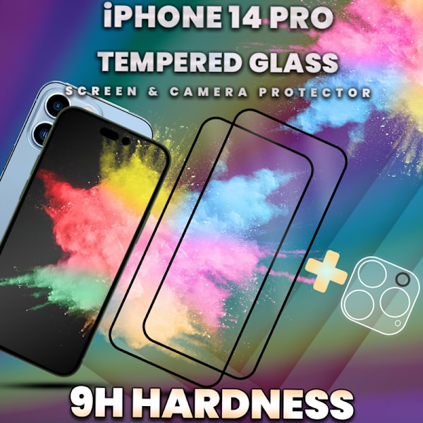 2-Pack iPhone 14 Pro - skärmskydd & linsskydd - härdat glas 9H