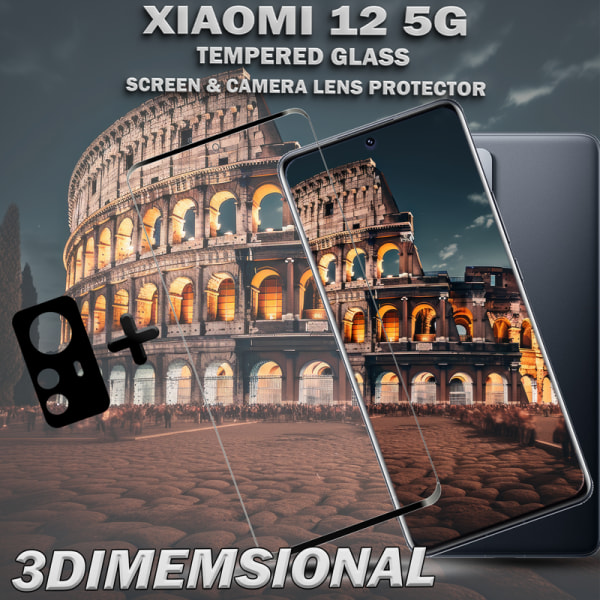 1-Pack XIAOMI 12 5G Skärmskydd & 1-Pack linsskydd - Härdat Glas 9H - Topp kvalitet 3D