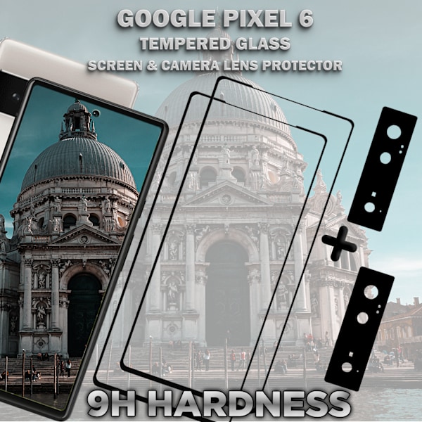 2-Pack GOOGLE PIXEL 6 Skærmbeskyttelse & 2-Pack linsebeskyttelse - Hærdet Glas 9H - Super kvalitet 3D