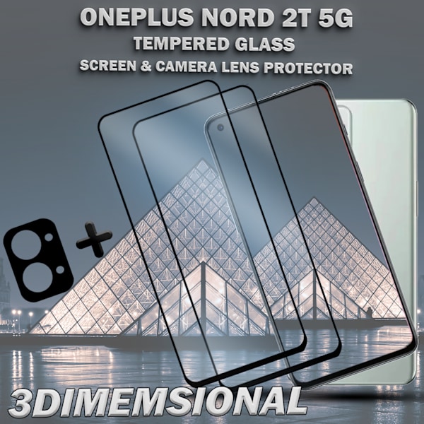 2-Pack ONEPLUS NORD 2T 5G Skärmskydd & 1-Pack linsskydd - Härdat Glas 9H - Super kvalitet 3D