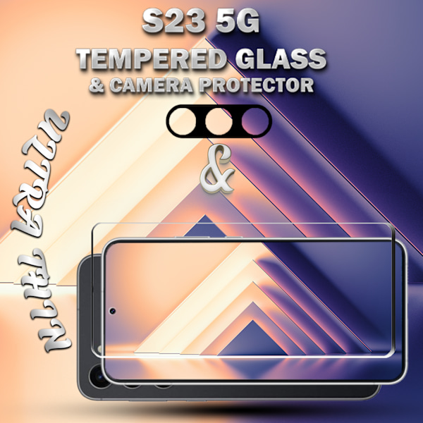 1-Pack Samsung S23 (5G) Skärmskydd & 1-Pack linsskydd - Härdat Glas 9H - Super kvalitet 3D