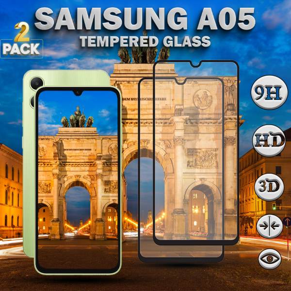 2-Pack Samsung Galaxy A05 - Härdat Glas 9H - Super Kvalitet 3D Skärmskydd