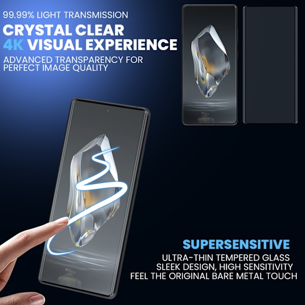 2-Pack Oneplus 12R Skærmbeskyttelse & 2-Pack linsebeskyttelse - Hærdet Glas 9H - Super kvalitet 3D