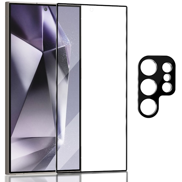 1-Pack Samsung S24 Ultra Skärmskydd & 1-Pack linsskydd - Härdat Glas 9H - Super kvalitet 3D