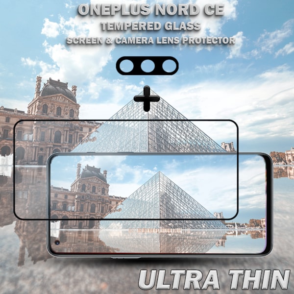 1-Pack ONEPLUS NORD CE Skærmbeskyttelse & 1-Pack linsebeskyttelse - Hærdet Glas 9H - Super kvalitet 3D