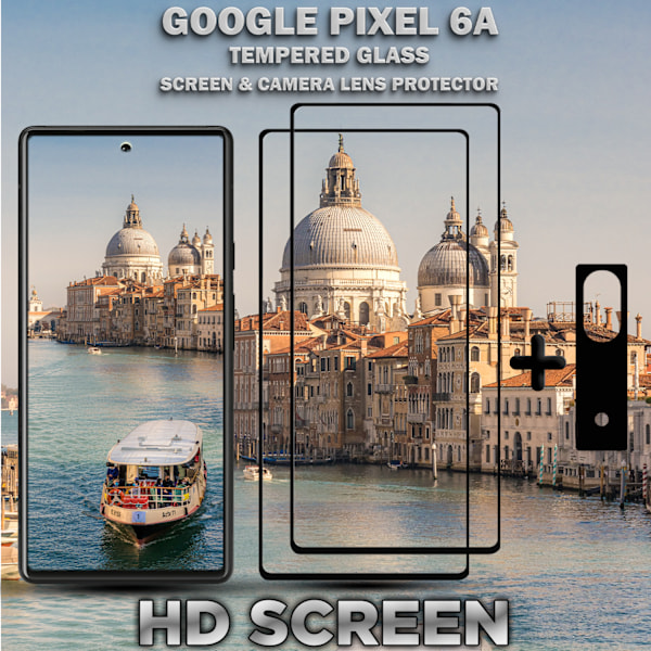 2-Pack Google Pixel 6A Skärmskydd & 1-Pack linsskydd - Härdat Glas 9H - Super kvalitet 3D