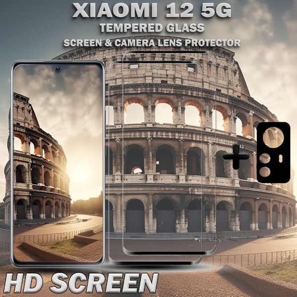 2-Pack XIAOMI 12 Skærmbeskyttelse & 1-Pack linsebeskyttelse - Hærdet Glas 9H - Super kvalitet 3D