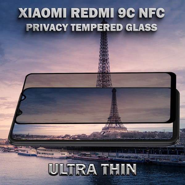 1-Pack Privacy Skärmskydd For Xiaomi 9C NFC - Härdat Glas 9H - Super Kvalitet 3D